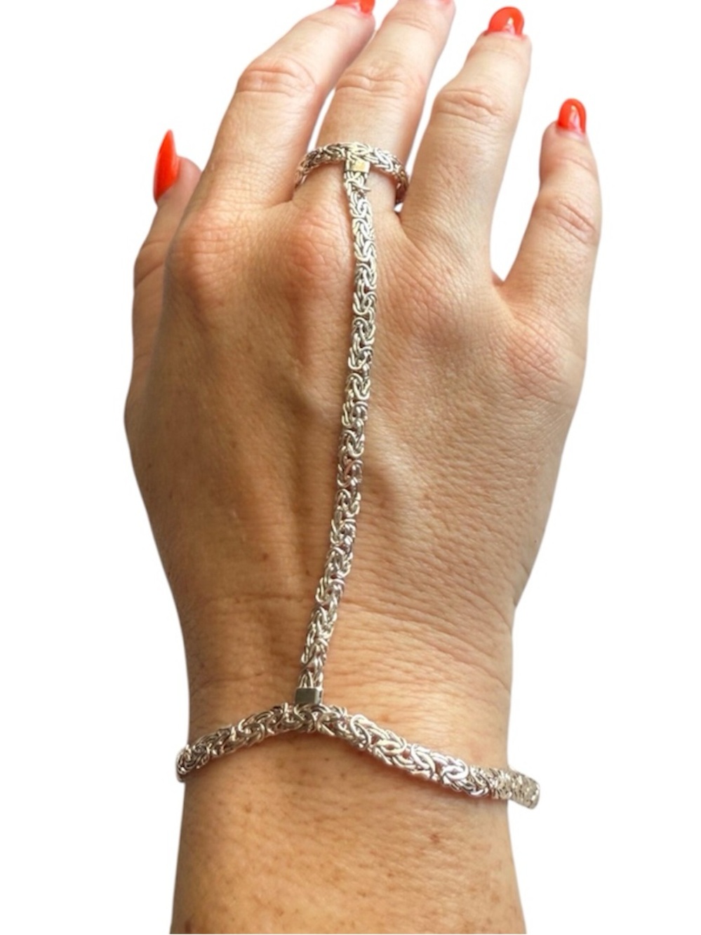 Vintage 925 Sterling Silver visantine Chain Hand Harness with ring